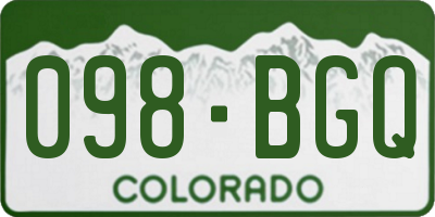 CO license plate 098BGQ