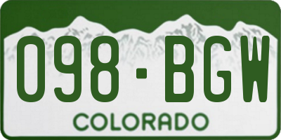 CO license plate 098BGW