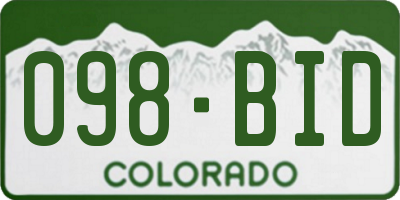 CO license plate 098BID