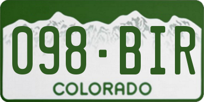 CO license plate 098BIR