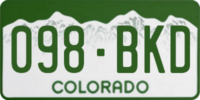 CO license plate 098BKD