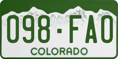 CO license plate 098FAO