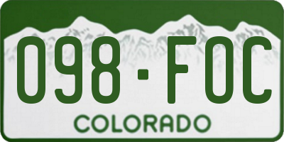 CO license plate 098FOC