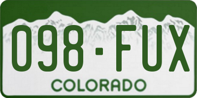 CO license plate 098FUX