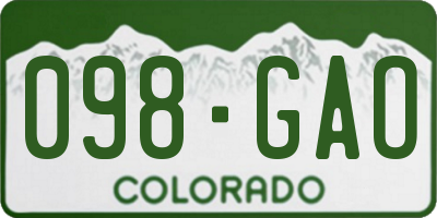 CO license plate 098GAO
