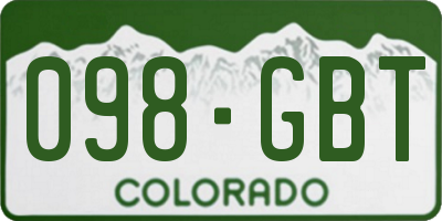 CO license plate 098GBT