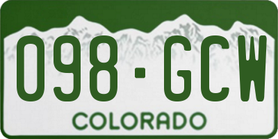 CO license plate 098GCW