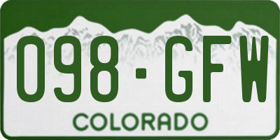 CO license plate 098GFW
