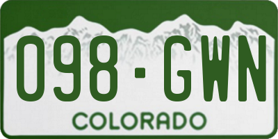 CO license plate 098GWN