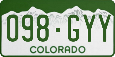 CO license plate 098GYY