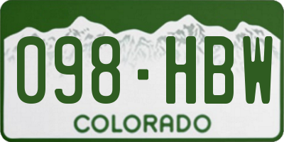 CO license plate 098HBW