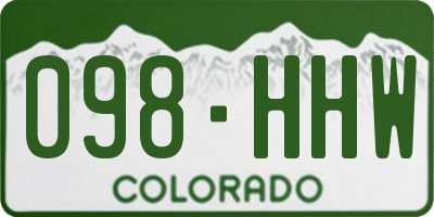 CO license plate 098HHW