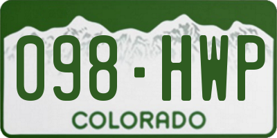 CO license plate 098HWP