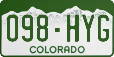 CO license plate 098HYG