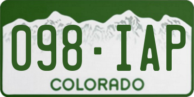 CO license plate 098IAP