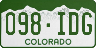CO license plate 098IDG