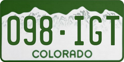CO license plate 098IGT