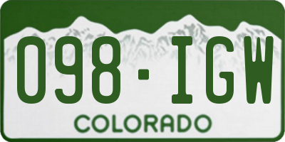 CO license plate 098IGW