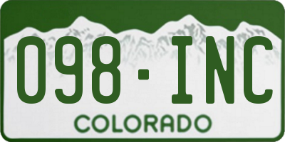 CO license plate 098INC