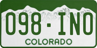 CO license plate 098INO