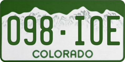CO license plate 098IOE