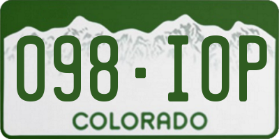 CO license plate 098IOP