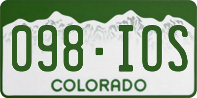 CO license plate 098IOS