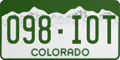 CO license plate 098IOT