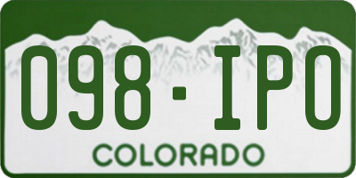 CO license plate 098IPO