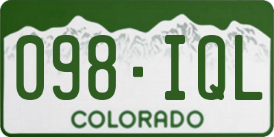 CO license plate 098IQL