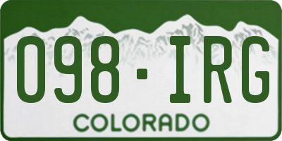 CO license plate 098IRG