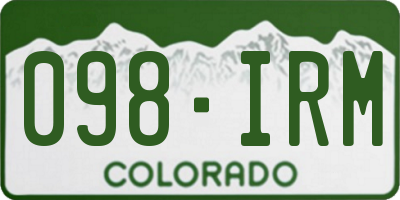 CO license plate 098IRM