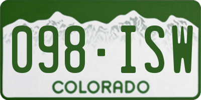 CO license plate 098ISW