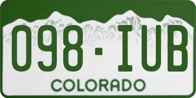 CO license plate 098IUB