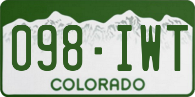 CO license plate 098IWT