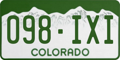 CO license plate 098IXI