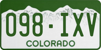 CO license plate 098IXV