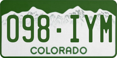 CO license plate 098IYM