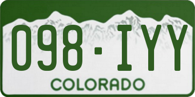 CO license plate 098IYY