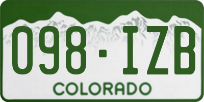 CO license plate 098IZB
