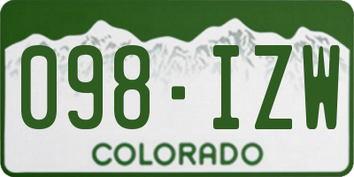 CO license plate 098IZW