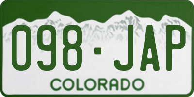 CO license plate 098JAP