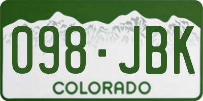 CO license plate 098JBK