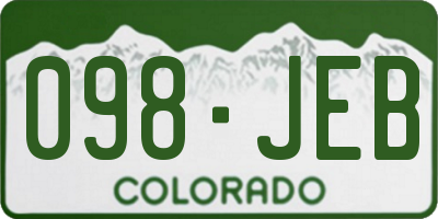 CO license plate 098JEB