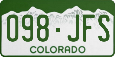 CO license plate 098JFS