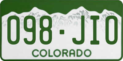 CO license plate 098JIO