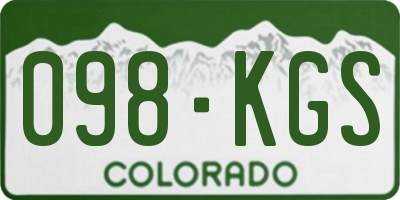 CO license plate 098KGS
