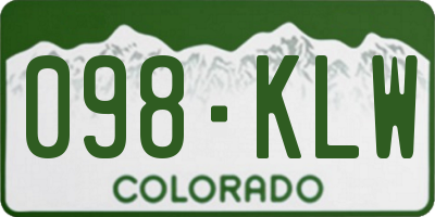 CO license plate 098KLW