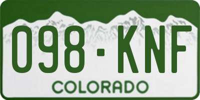 CO license plate 098KNF