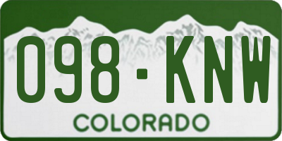 CO license plate 098KNW